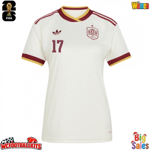 Spain Nico Williams #17 Replica Away Stadium Shirt for Women World Cup 2026 Short Sleeve